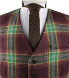 Burgundy&Green Classical Tweed Formal Wear  Waistcoat Oonly