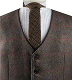 Burgundy&Brown Classical Tweed Formal Wear  Waistcoat Only