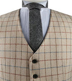 Tan Chequer Classical Formal Wear Waistcoat Only