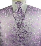 Lavender Passion Floral Classical Wedding Waistcoat+Cravat+Hanky