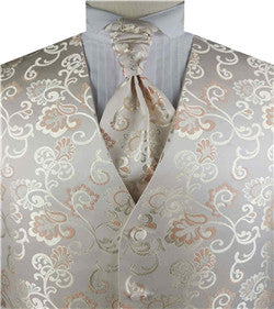 Gold Shining Flower Wedding Tuxedo Waistcoat+Cravat+Hanky