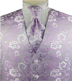 Lavender Shining Flower Wedding Tuxedo Waistcoat+Cravat+Hanky