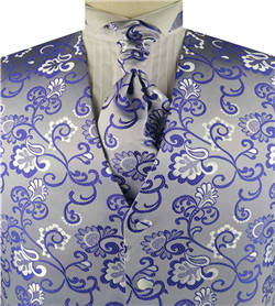 Purple Shining Flower Wedding Tuxedo Waistcoat+Cravat+Hanky