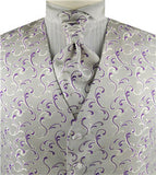 Lavender Even Swirl Classical Wedding Waistcoat+Cravat+Hanky