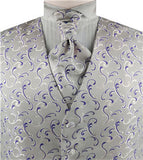 Purple Even Swirls Classical Wedding Waistcoat+Bowtie+Hanky