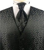 Black Even Swirl Dot Classical Tuxedo Waistcoat Set