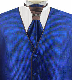 Diamond Blue&Chocolate Unique Personality  Waistcoat with Fashion Cravat+Hanky
