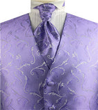 Purple Lurex Yarn Classical Tuxedo Waistcoat+cravat+Hanky