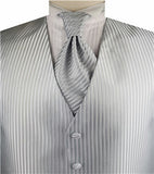 Silver Stripe Lurex Yarn  Classical Dress/Bridal Waistcoat+Bowtie+Hanky