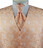 Light Orange Middle Paisley Classical Wedding Waistcoat+Cravat+Hanky