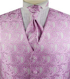 Lavender Middle Paisley Classical Wedding Waistcoat+Cravat+Hanky