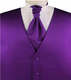 Solid Dark Magenta  Gray Plain Fabric Classical Dress/Bridal Waistcoat+Cravat+Hanky