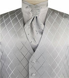 Silver Diamond Lurex Yarn  Classical Dress/Bridal Waistcoat+Bowtie+Hanky