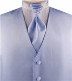 Solid light blue Plain Fabric Classical Tuxedo Waistcoat+Cravat+Hanky