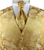 Gold Colorful Paisley Classical Wedding Waistcoat Set