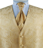 Gold Big Paisley Classical Wedding Waistcoat Set