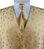 Gold  Smaller Paisley Dress/Bridal Tailored  Waistcoat+Cravat+Hanky