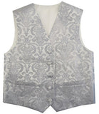 Silver Wedding Flower Classical Microfiber Boy Waistcoat+Cravat for Tuxedo/Suit/Foraml Wear