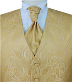 Gold Big Paisley Classical V-neck Vest Set