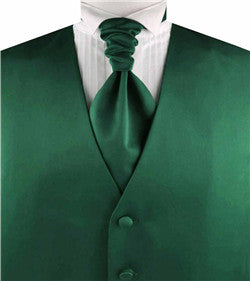 Solid Green Plain Fabric Classical Tuxedo Waistcoat+Cravat+Hanky