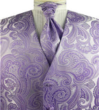 Light Purple  Paisley Classical Wedding Waistcoat+Cravat+Hanky