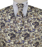 Printed Paisley Classical Cotton&Poly Waistcoat+Cravat+Hanky