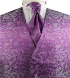 Mix Fuschia Dot Classical Silk Luxury Waistcoat+Cravat+Hanky