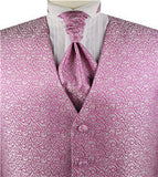 Fuschia Swirl Classical Tuxedo Handsome Waistcoat+Cravat+Hanky