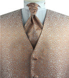 Orange Swirl Classical Tuxedo Handsome Waistcoat+Cravat+Hanky