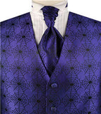 Purple Spider Web Microfiber Classical Waistcoat+Cravat+Hanky