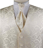 Ivory  Lurex Yarn Paisley Tuxedo  Waistcoat+Cravat+Hanky