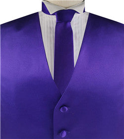 Regular Purple Solid Plain Classical Tuxedo/Wedding Waistcoat+Necktie+Bowtie+Hanky