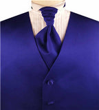 Solid Midnight Blue Plain Fabric Classical Dress/Bridal Waistcoat+Cravat+Hanky