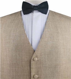 Solid Brown Linen Classical Tuxedo Waistcoat+Bowtie+Hanky