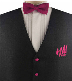 Embroidery Logo Uniform Classical Linen Waistcoat+Bowtie+Hanky