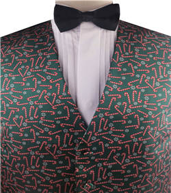 Green&red&white Christmas  Microfiber Woven Fabric Waistcoat Set
