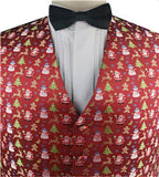 Green&red&white Christmas  Microfiber Woven Fabric Waistcoat Set