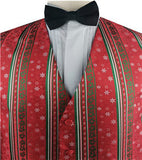 Red&green stripe Christmas  Microfiber Woven Fabric Waistcoat Set