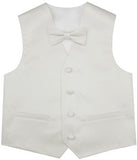 Ivory Wedding Flower Boys Solid Waistcoat With Bowtie