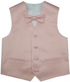 Peach Wedding Flower Boys Solid Waistcoat With Bowtie