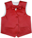 Red Flower Boys Solid Waistcoat With Bowtie