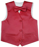 Suzuki red Flower Boys Solid Waistcoat With Bowtie