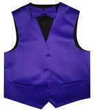 Purple Wedding Flower Boys Solid Waistcoat With Bowtie