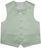 Light green  Wedding Flower Boys Solid Waistcoat With Bowtie