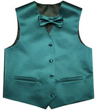 Teal Wedding Flower Boys Solid Waistcoat With Bowtie