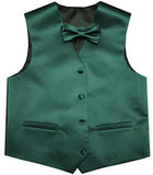 Hunter Green Flower Boys Solid Waistcoat With Bowtie