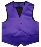 Purple Flower Boys Solid Waistcoat With Bowtie