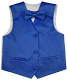 Blue Flower Boys Solid Waistcoat With Bowtie