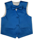 Cobalt Flower Boys Solid Waistcoat With Bowtie