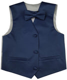 Light navy Flower Boys Solid Waistcoat With Bowtie